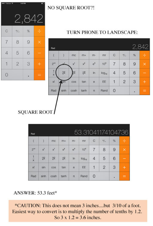 find square root on iPhone calculator