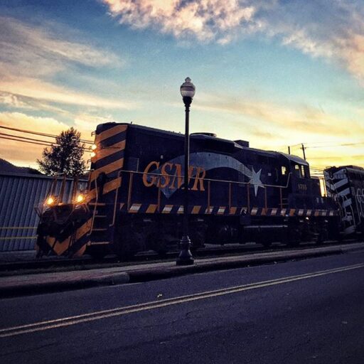 The Great Smoky Mountain Railroad - Bryson City - Train at Sunset 