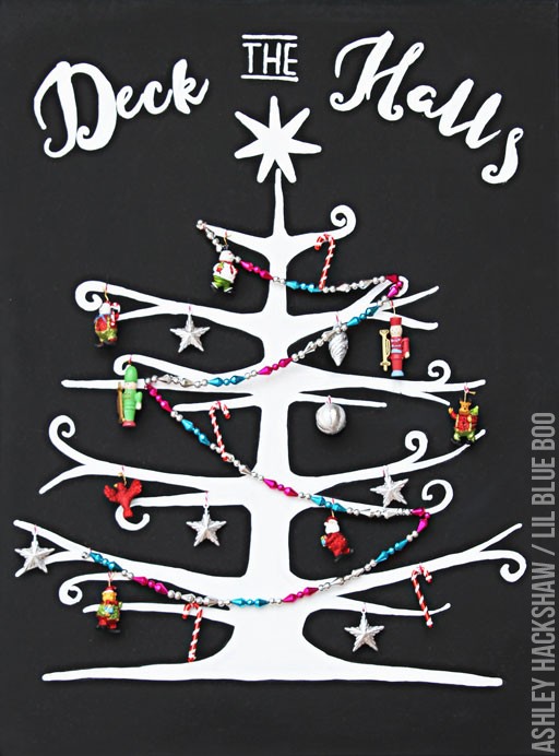 a DIY chalkboard christmas tree - ideas for old ornaments 