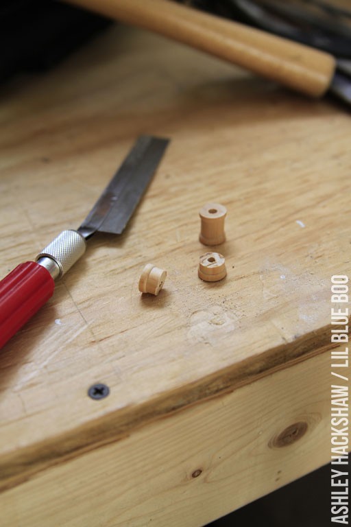 Cutting a wood spool