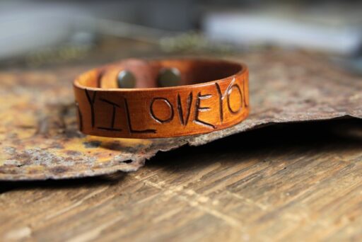 diy valentine day gifts for him - carved leather bracelet 