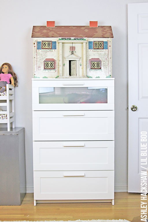 Girls Room Decor - vintage doll house mixed with ikea dresser set 