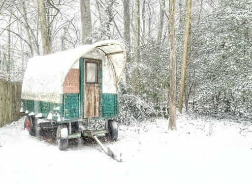 Sheep Wagon - Covered in Snow