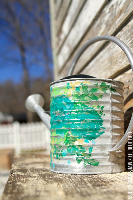 hand painted watering cans - vintage inspired shabby chic