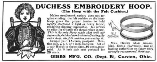 Old Duchess embroidery hoop ad