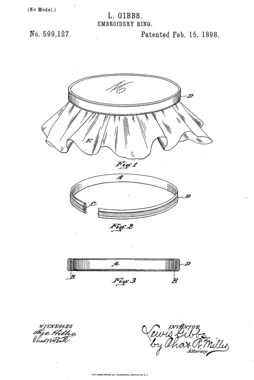 Embroidery hoop patent