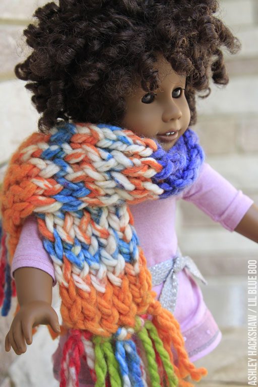 crochet scarf for american girl doll - doll sized loom scarf