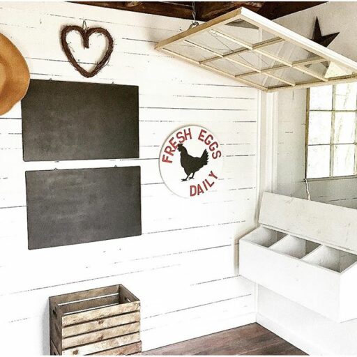 Inside the chicken coop and the new nesting boxes - chicken coop decor 