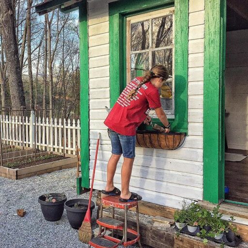 Window boxes on the depot potting shed