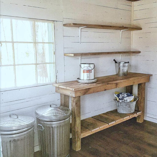 DIY potting bench - potting shed decor - garden shed