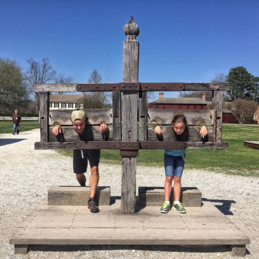 In the stocks - visiting Colonial Williamsburg