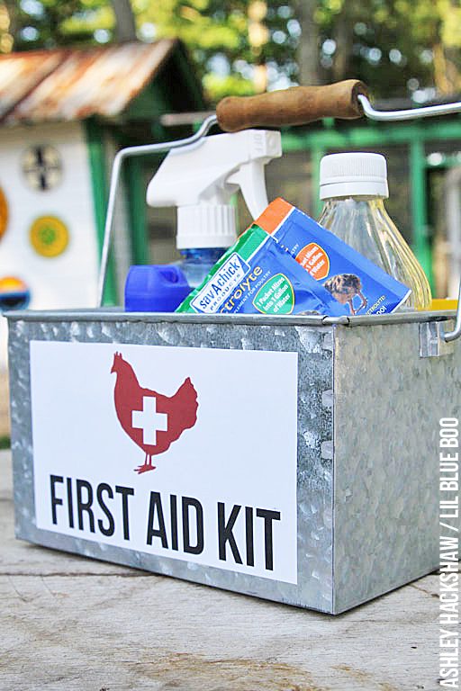 How to create a basic chicken first aid kit - free download for the caddy label so it's readily found when needed. 