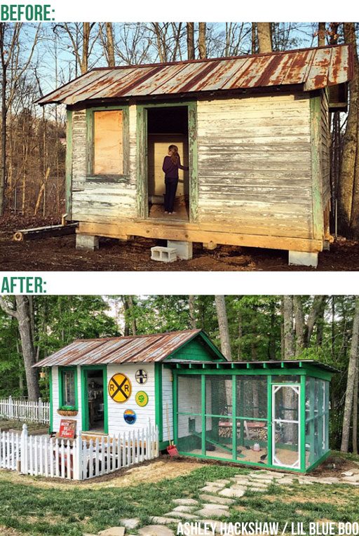 Chicken Coop and Chicken Run Before and After Design 