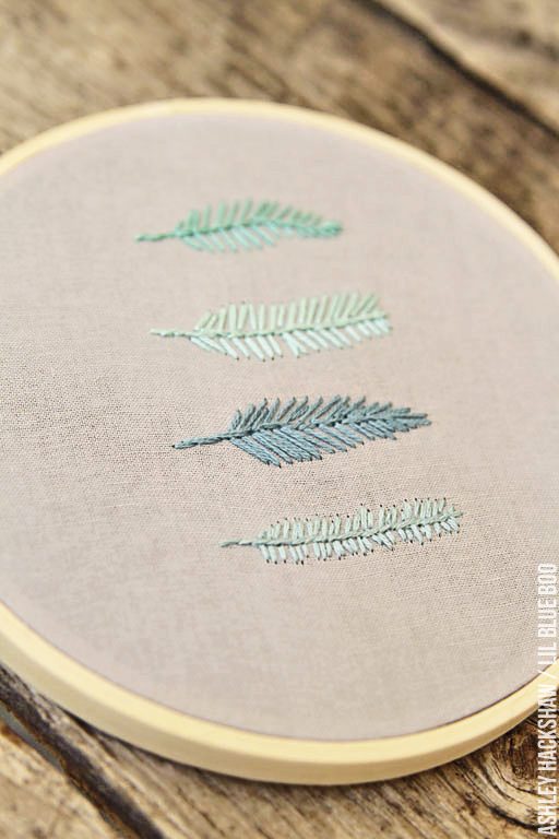 How to stitch feathers - pattern for embroidery hoop wall art