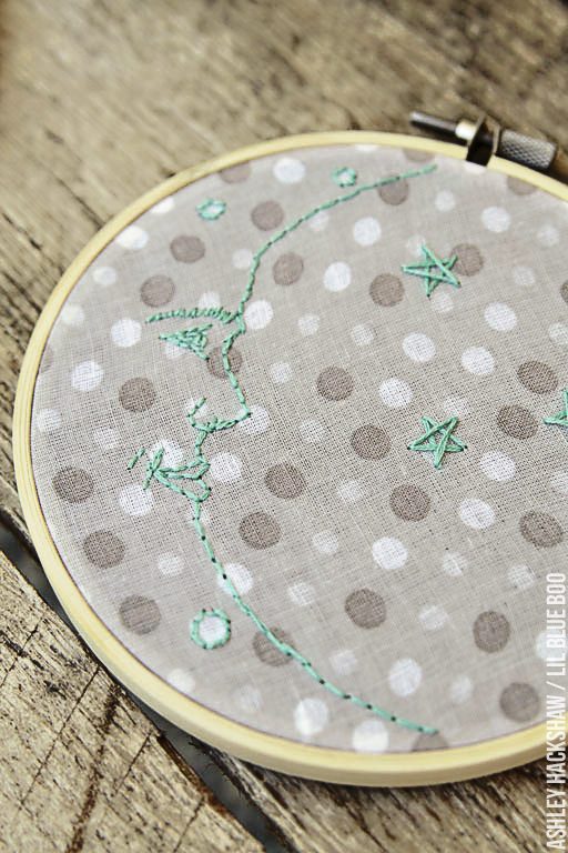 embroidery hoop wall art nursery - man in the moon
