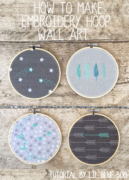 Embroidery hoop wall art tutorial - easy DIY using printed fabric 