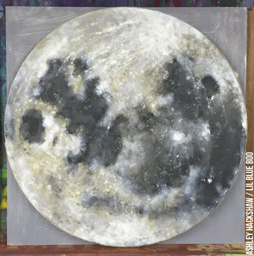 Original Full Moon Circle Canvas Painting Art Universe