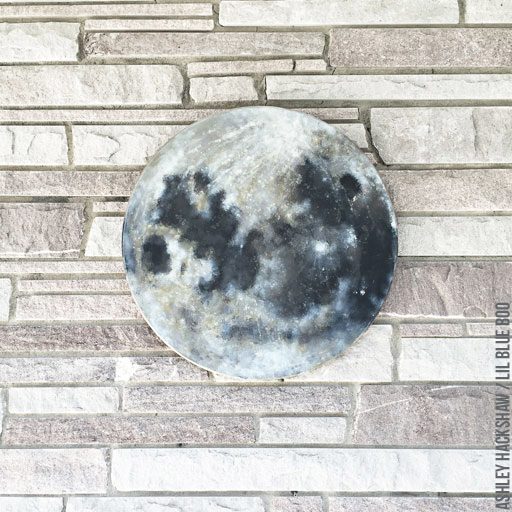 Full Moon Painting - Round wood Moon Wall Decor
