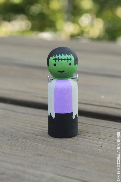 How to paint a Frankenstein peg doll - peg doll tutorial