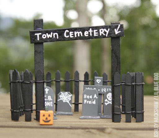 Halloween Fairy Village ideas - cemetery and tombstones