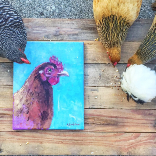 chicken paintings - original Acrylic Painting of Welsummer Chicken 