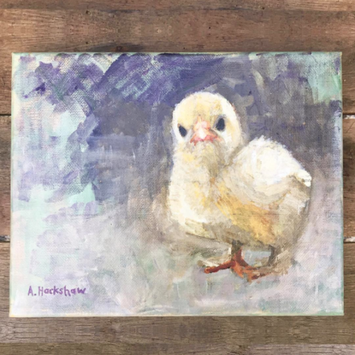 Painting of Baby Chicken - Ashley Hackshaw original painting