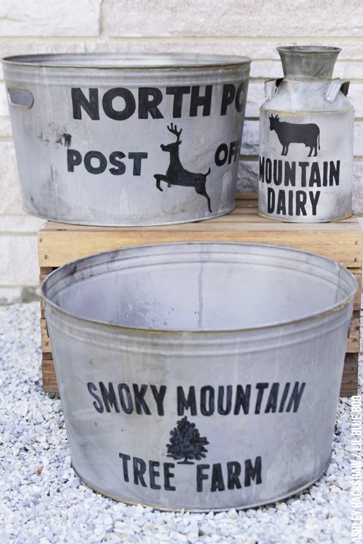 DIY Farmhouse Galvanized Bucket - North Pole Post Office and Dairy Bucket 