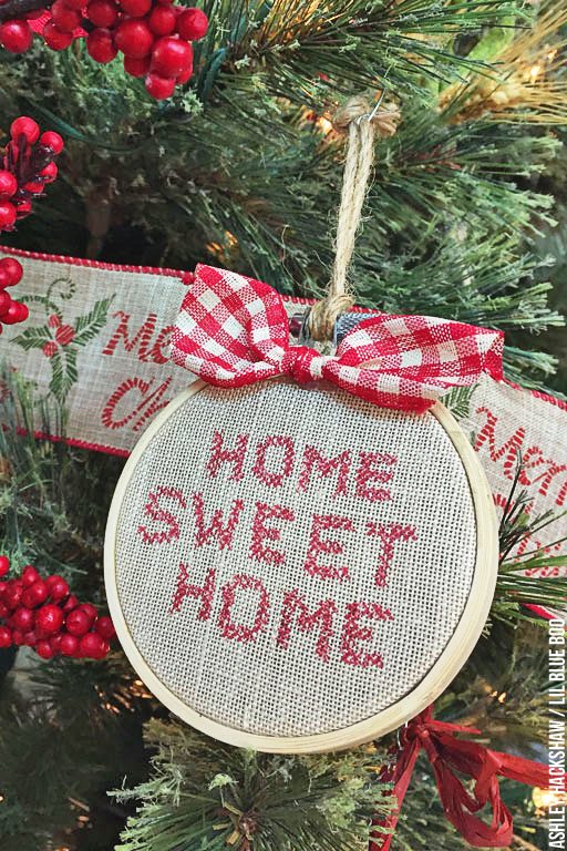 5 Minute Embroidery Hoop Ornaments - Home Sweet Home 