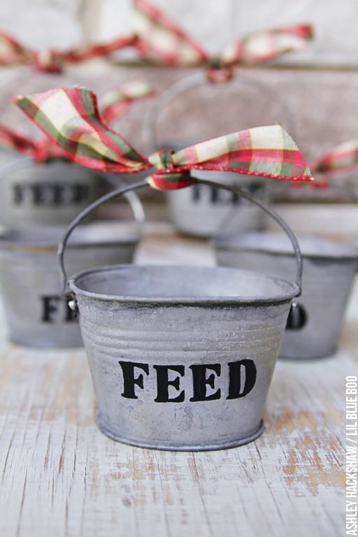 DIY Rustic Christmas Ornaments - Tiny Metal Feed Buckets