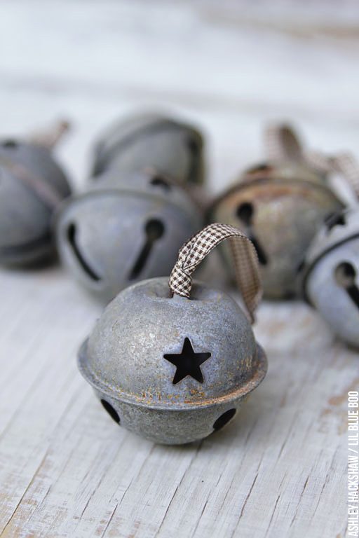 72~Primitive Rusty Bell Tin JINGLE BELLS 30mm 1" 1 in Christmas Crafts Farmhouse 
