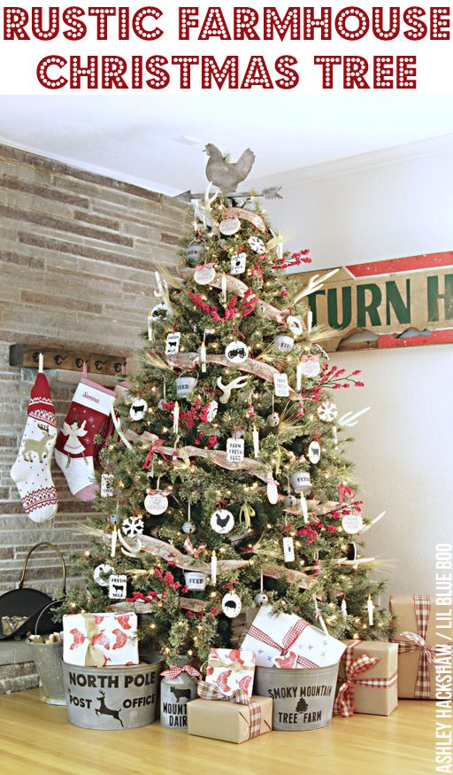 Rustic Farmhouse Christmas Tree and Easy DIY Handmade Rustic Vintage Ornaments #makeitwithmichaels Dream Tree Challenge 2016 