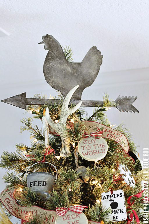 How to make a rustic Christmas Tree Topper - Chicken related ornaments and decor 