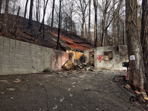 Burned house in Gatlinburg, TN - Chimney tops fire