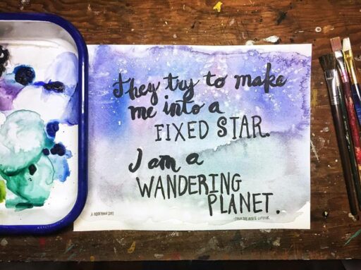 Daily Paintings for 2017 - A galaxy watercolor with a calligraphy quote #2017paintingaday - Ashley Hackshaw / Lil Blue Boo
