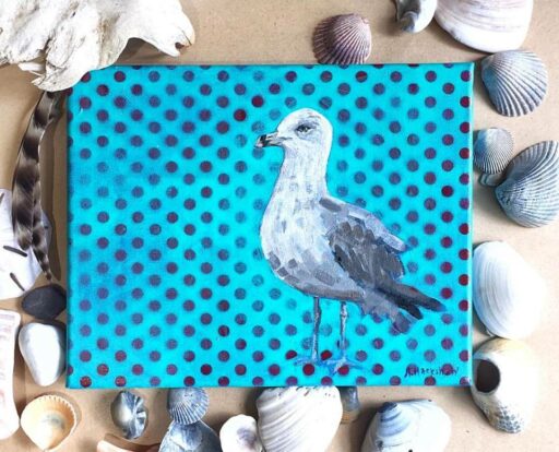 Seagull Acrylic Painting- Week 3 Painting a Day 365 Project - Ashley Hackshaw 