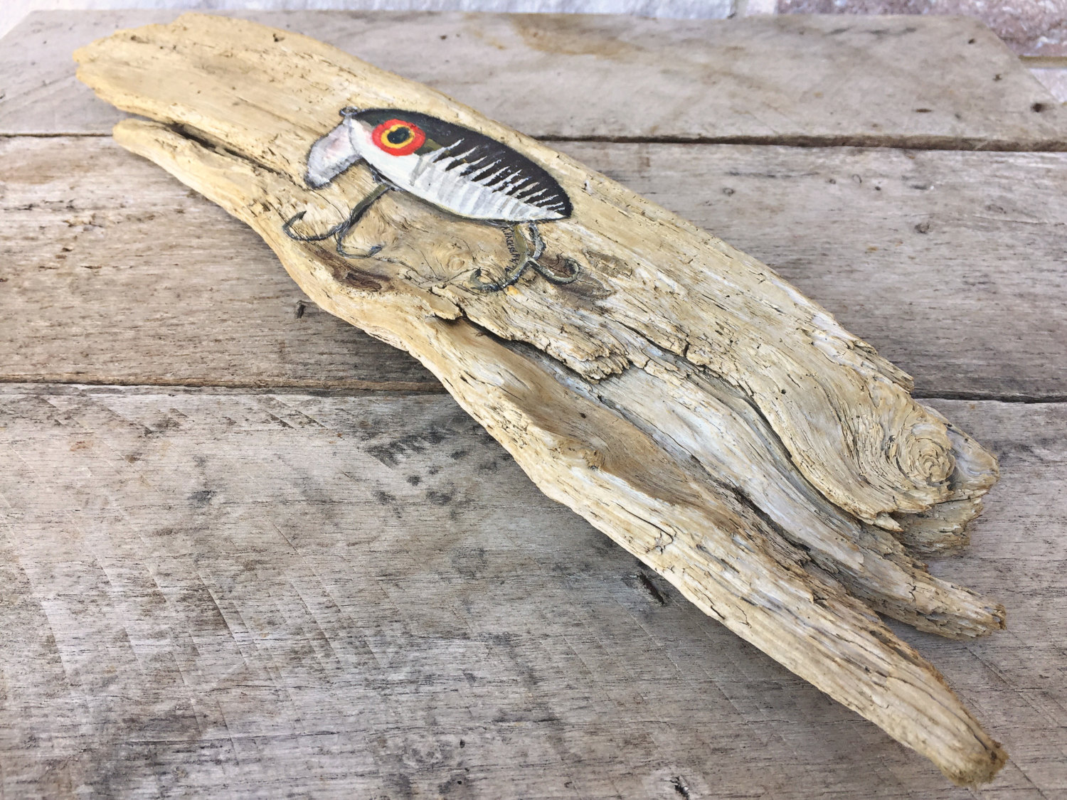 Painting on Driftwood - Trout and Fly Fishing Art