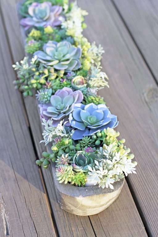 How to make a succulent garden planter - faux succulent plants 