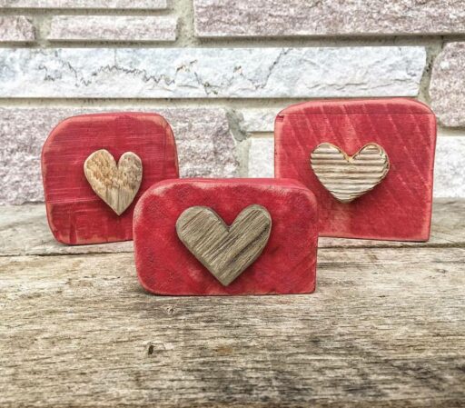 Reclaimed wood and driftwood hearts