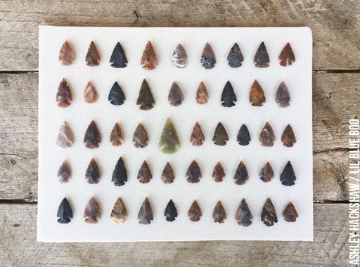 displaying arrowheads in a shadow box