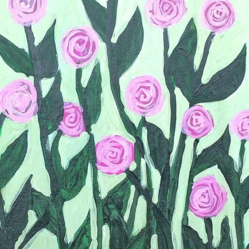 Pink Floral Painting 