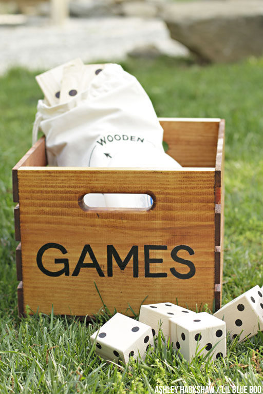 DIY Summer Outdoor Games Crate - A fun Summer gift or wedding gift - Summer decor #michaelsmakers #madeitwithmichaels