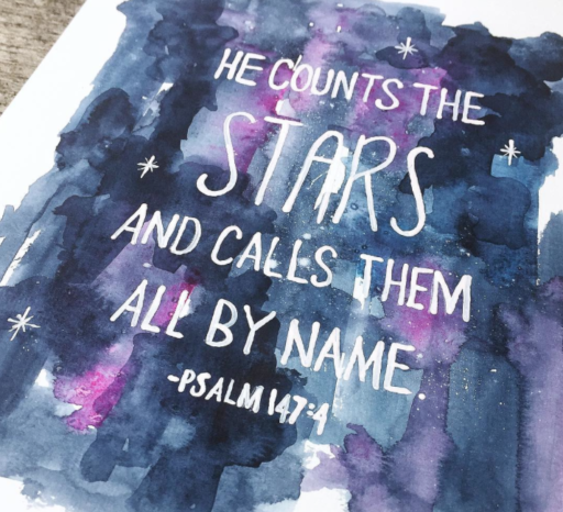 Daily Painting - Watercolor Galaxy - He counts the stars and calls them all by name. -Psalm 147:4 