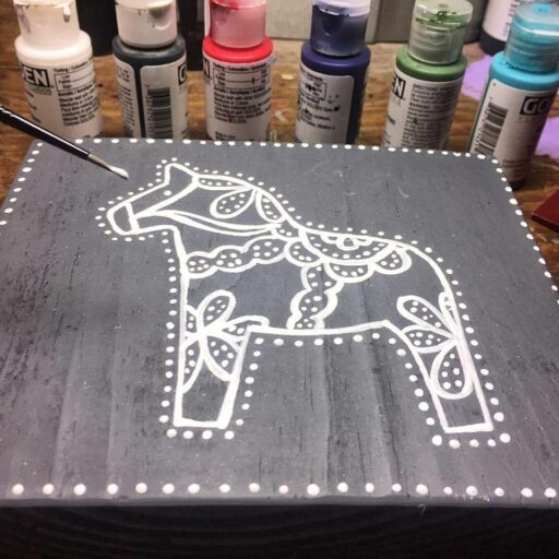 Dala Horse Painting - Artist: Ashley Hackshaw / Lil Blue Boo