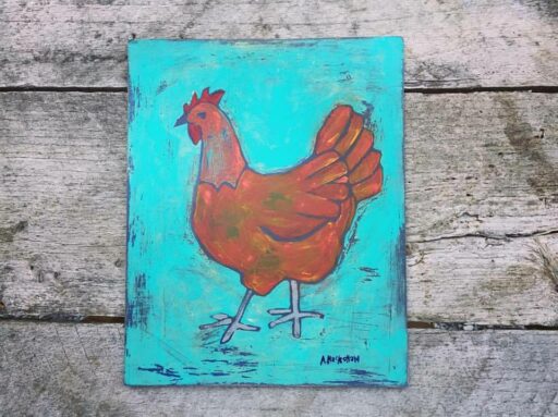 Red Hen Chicken Painting - Artist: Ashley Hackshaw / Lil Blue Boo