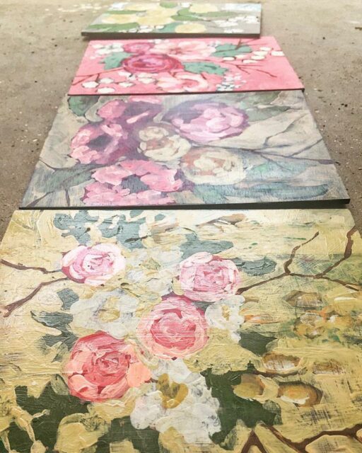 Floral Paintings in Progress - Artist: Ashley Hackshaw