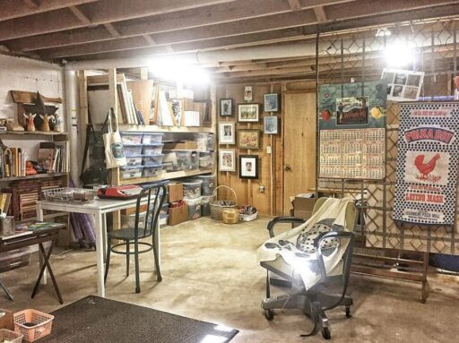 Basement Art Studio Organization