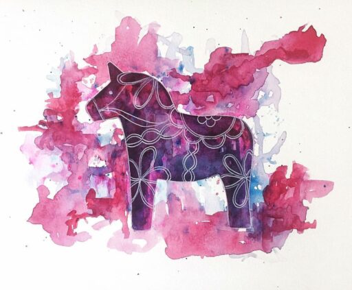 Dala horse painting - Swedish Dala Horse Art