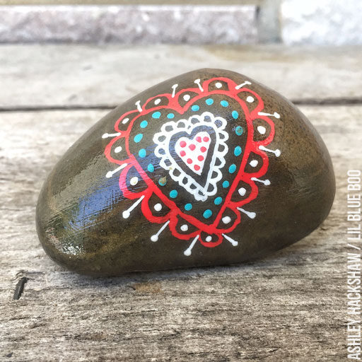 Painted Rock Project - Scandinavian Heart Rock Design