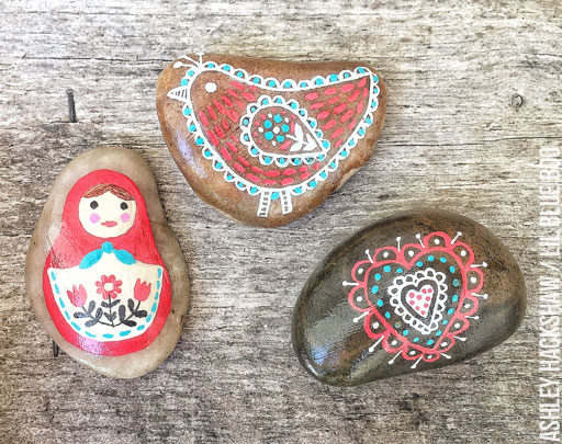 Painted rocks - Scandinavian Rock Design - Matryoshka Nesting Doll Rock 