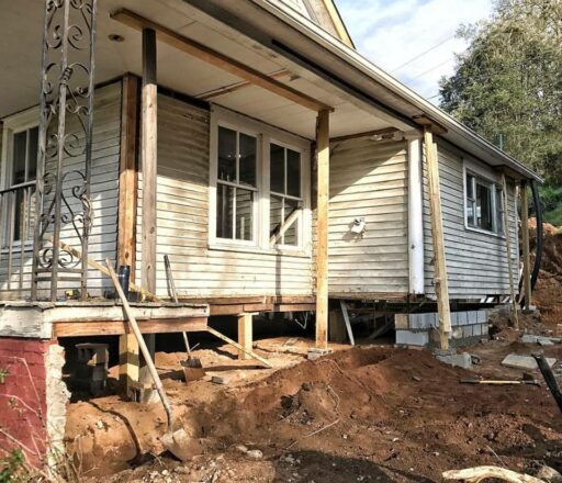 Farmhouse Renovation Progress - Farmhouse Front Porch - 61 Park - The restoration of a 100-year-old Bryson City Farmhouse. 